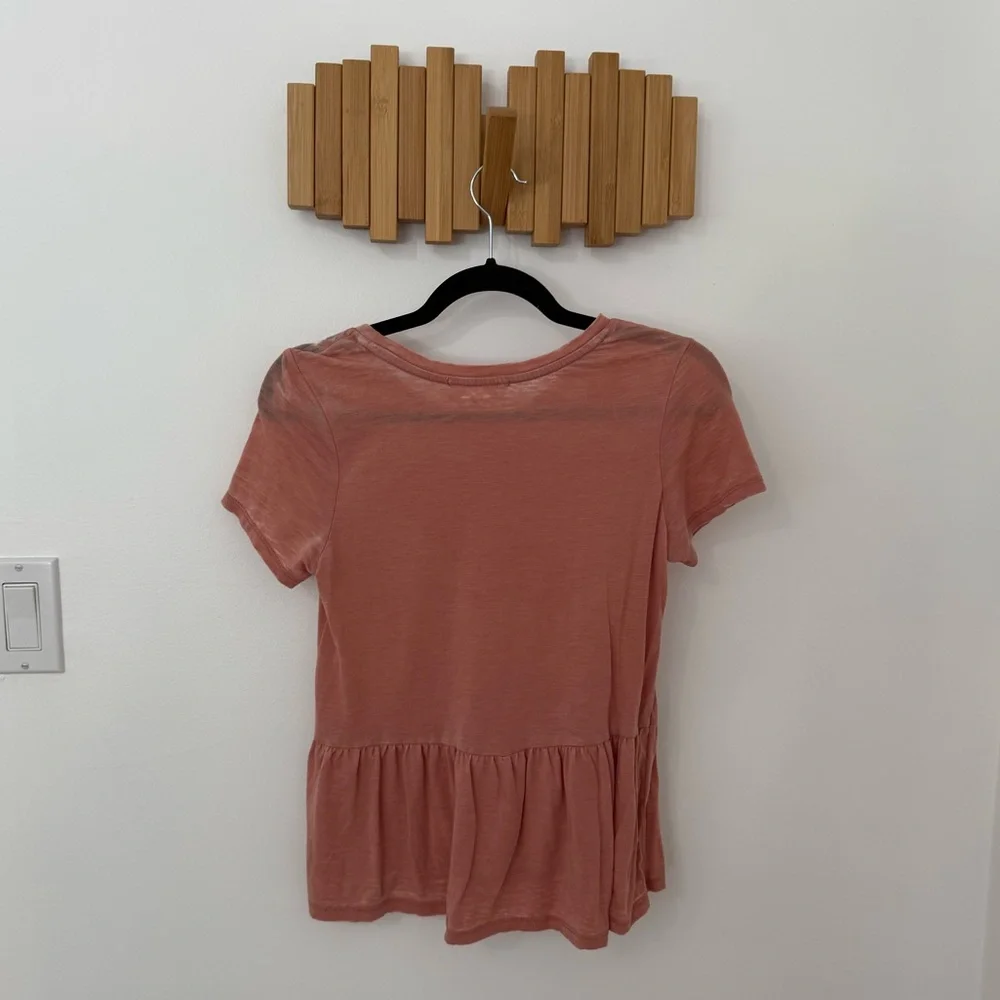 Women’s Pink Rose Short Sleeve Ruffle Top - Dusty Pink, Size S - Picture 2 of 3